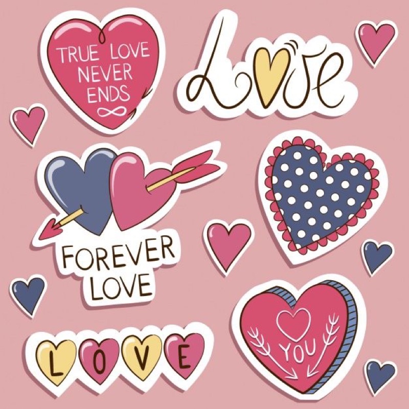Sticker Valentine 30-60 cái ép lụa decal dán/ hình dán Valentine