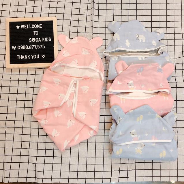 XẢ KHO  KHĂN CHOÀNG TẮM COTTON 6 LỚP CÓ MŨ