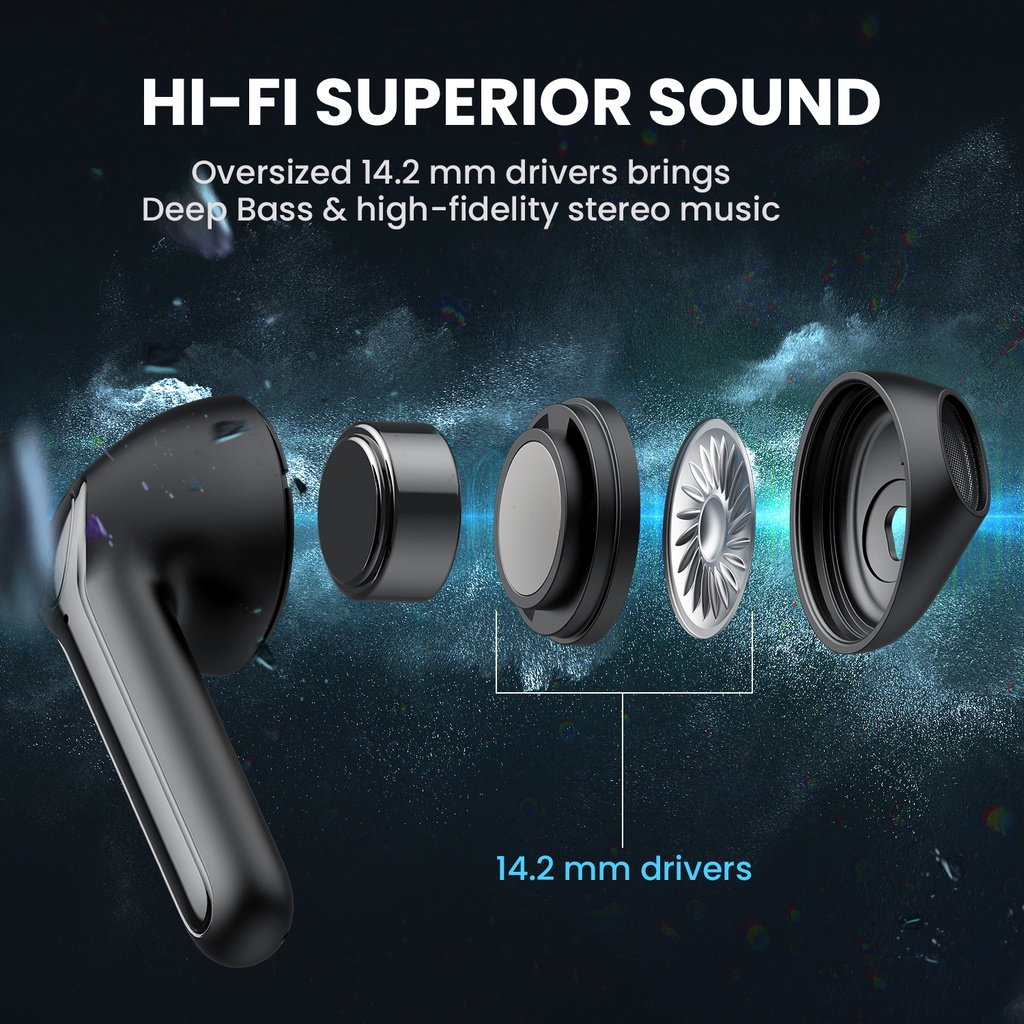 Tai nghe bluetooth không dây Truefree A1 có 4 micrô âm thanh nổi 14.2mm cao cấp