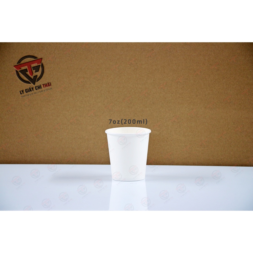 SET 50c Ly Giấy 7oz 190ml Trắng dành cho uống cafe nóng, trà đá, nước uống văn phòng.