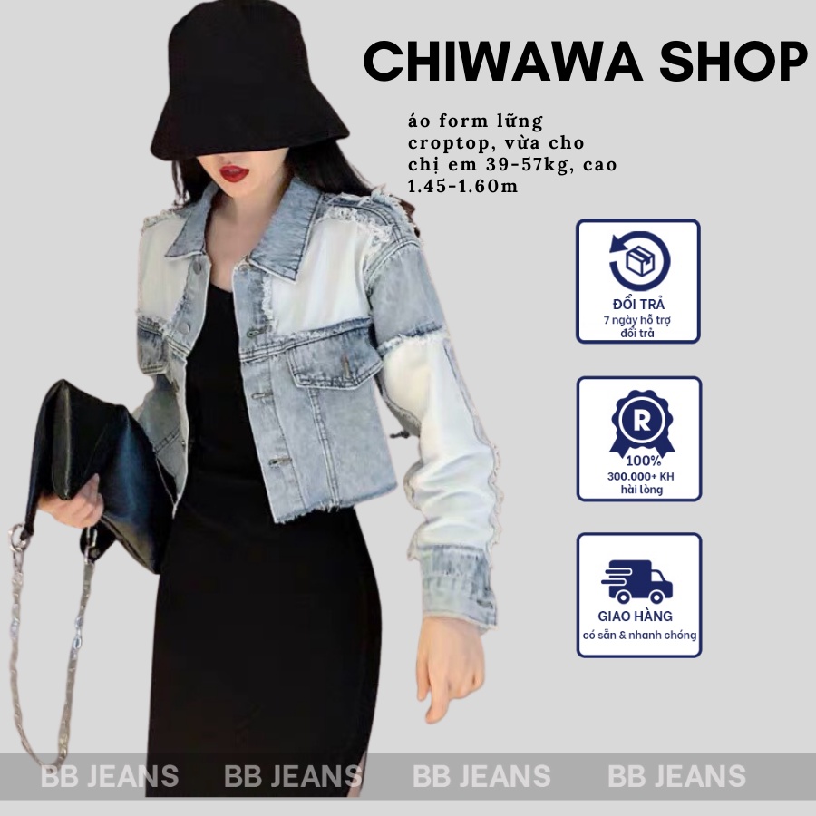 Aó khoác jean nữ xám xanh form dưới 58Kg lông vũ BB15