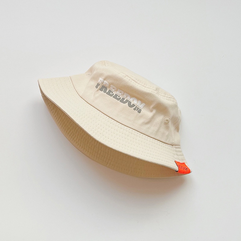 COD Kids Fisherman Hat Letter Printing Solid Color Boys and Girls Baby Bucket Hat