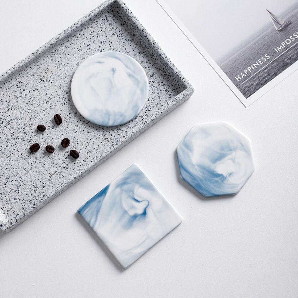 Miếng Lót Ly Uống Trà Cách Nhiệt Chống Trượt Họa Tiết Đá Cẩm Thạch Sáng Tạo