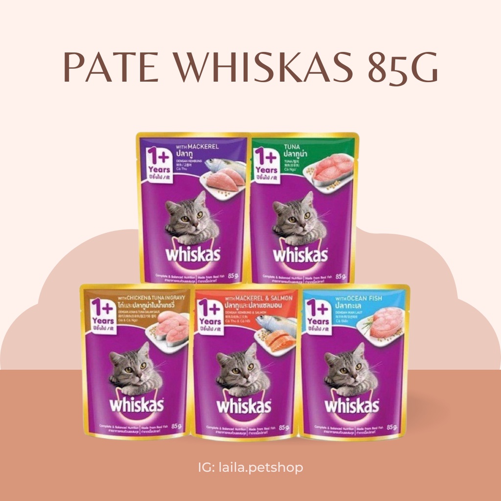 Pate WHISKAS Cho Mèo Lớn Và Mèo Con Dạng Gói 80Gr