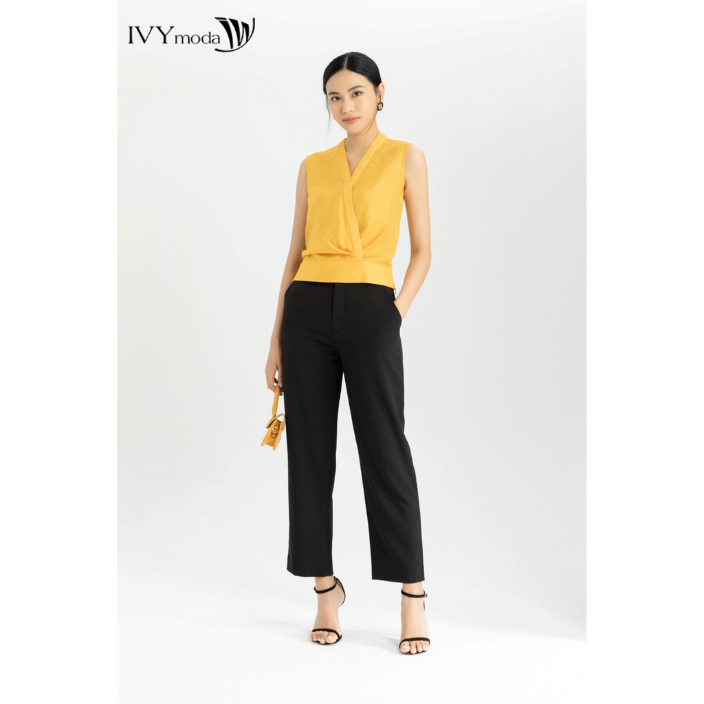 [NHẬP WABRTL5 GIẢM 10% TỐI ĐA 50K ĐH 250K ]Quần dài nữ cạp lệch đỏ cam thiết kế IVY moda MS 22M6366