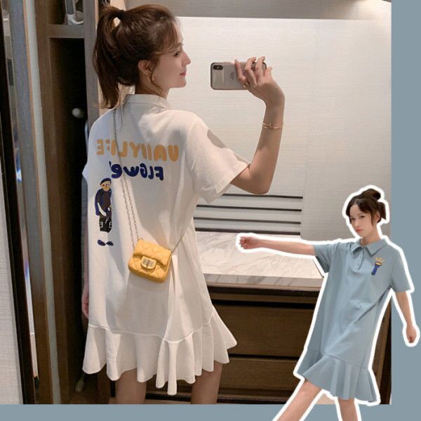 Đầm Polo Tay Ngắn Dáng Rộng Thiết Kế Mới Thời Trang Theo Phong Cách Hàn Quốc