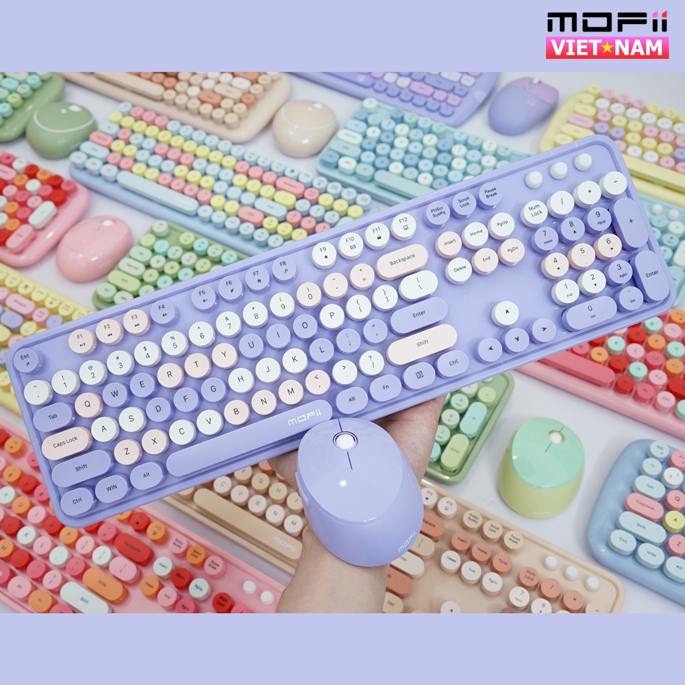 Combo bàn phím và chuột không dây Mofii Candy Sweet Mixed Tím