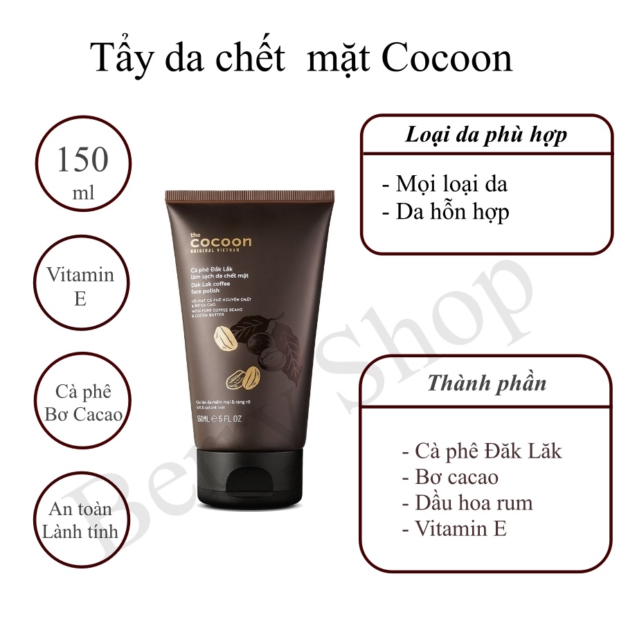 Cà phê Đắk Lắk làm sạch da chết mặt cocoon 150ml (Dak Lak coffee face polish)