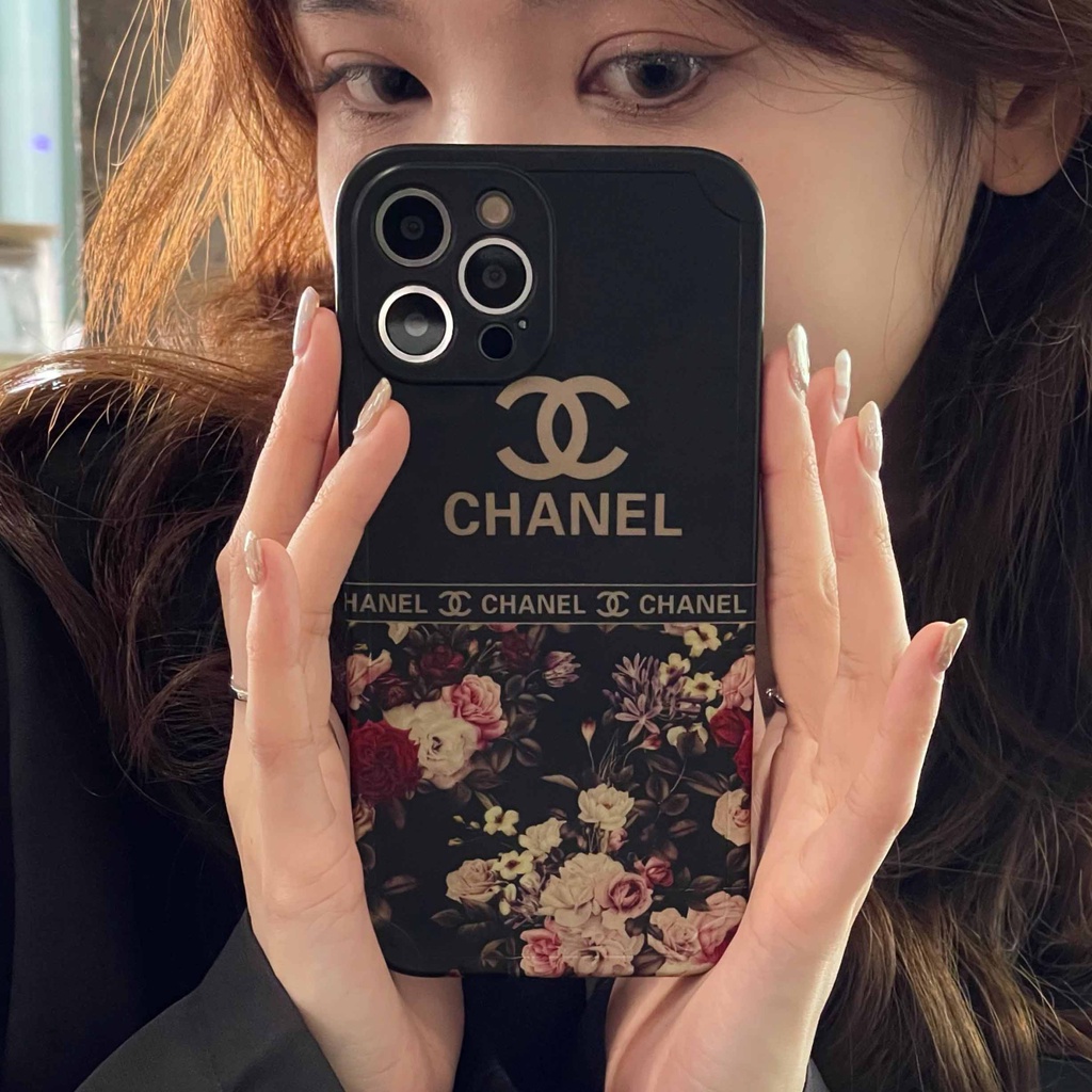 Ốp Điện Thoại Chống Sốc Họa Tiết Hoa Trắng Đen Cho iPhone 14 13pro max 12pro 11promax 11