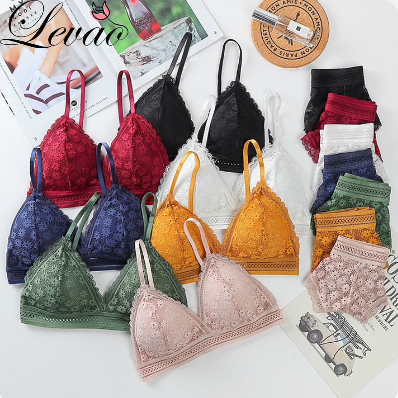 Bộ 2 Quần Lót Ren Áo Lót Không Đường May quyến rũ Cho Nữ Levao