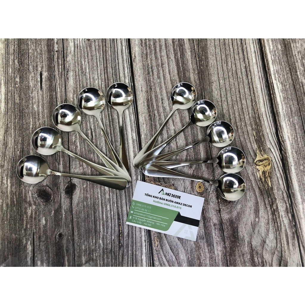 Muỗng thìa nĩa inox Hàn Quốc cán dài GN133515 sang bóng chanh sả giá siêu rẻ