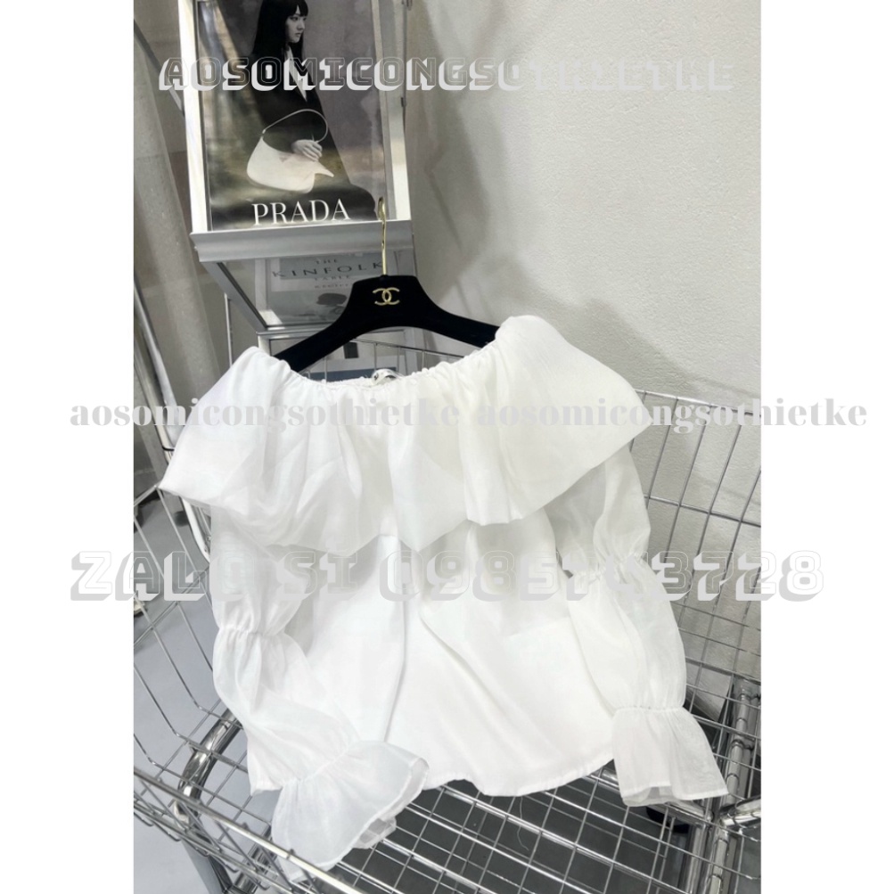 áo babydoll tay bèo trễ vai chất tơ kaca DT0001 aosomicongsothietke