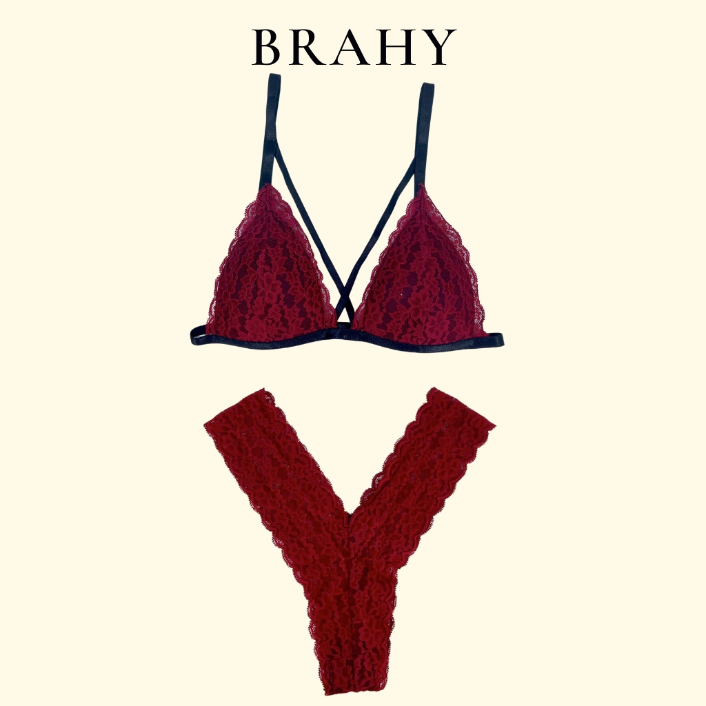 Bộ đồ lót nữ đỏ đô sexy vải ren cao cấp hàng thiết kế có giới hạn BRAHY 045
