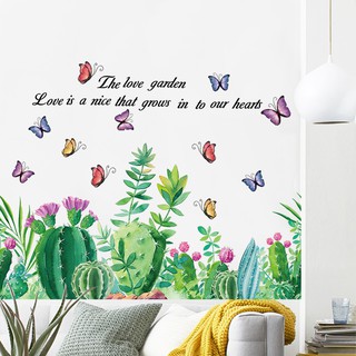 Decal dán tường xương rồng xanh