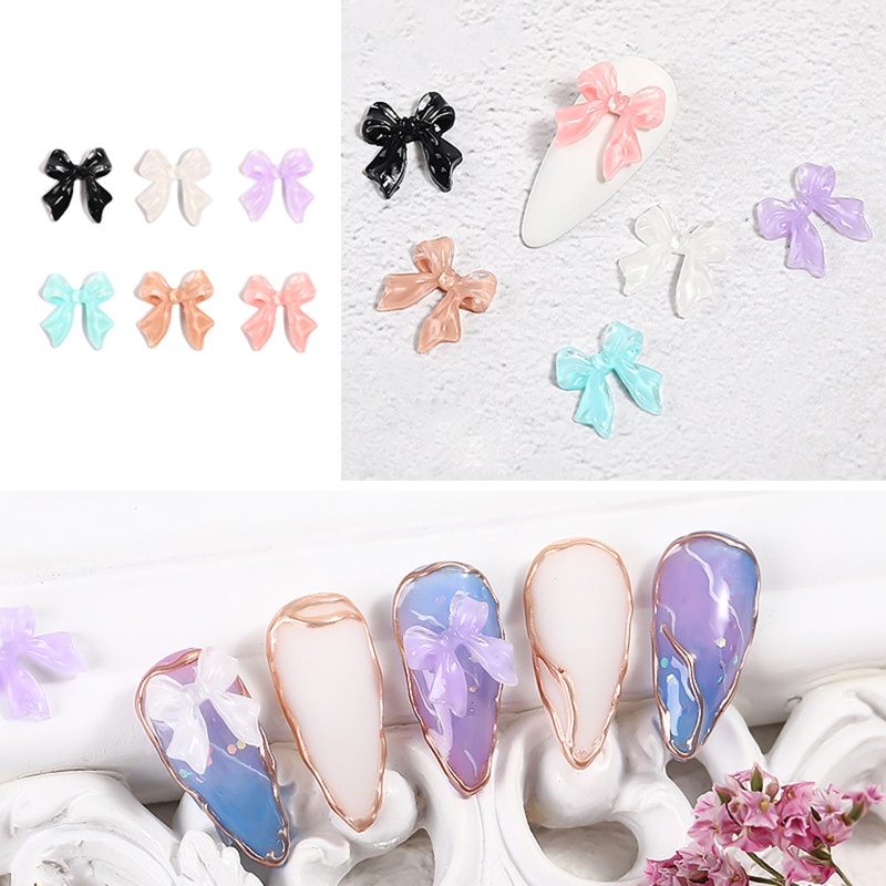 Set 30 Miếng Dán Trang Trí Móng Tay Hình Nơ 3D DIY Cr