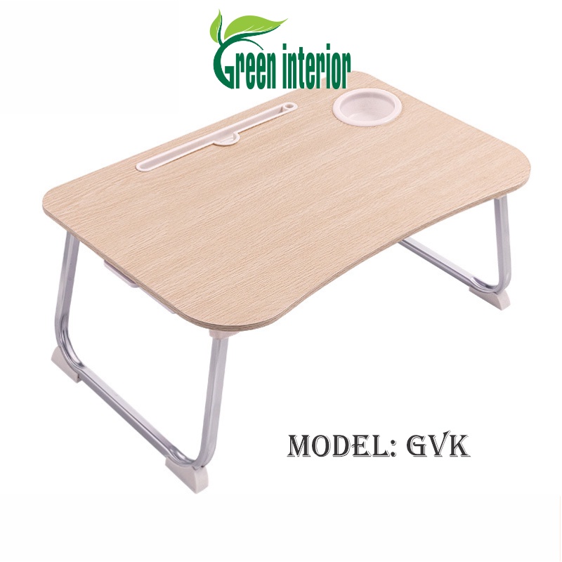 Bàn học gấp gọn, bàn làm việc gấp gọn thông minh GreenFurni có khe cắm ipad, ngăn kéo màu gỗ GVK