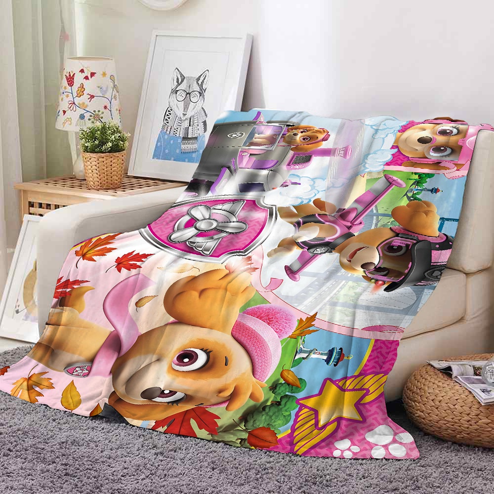 Chăn flannel Giữ Ấm Họa Tiết Chú Chó Cứu Hộ Xinh Xắn Dành Cho Bé