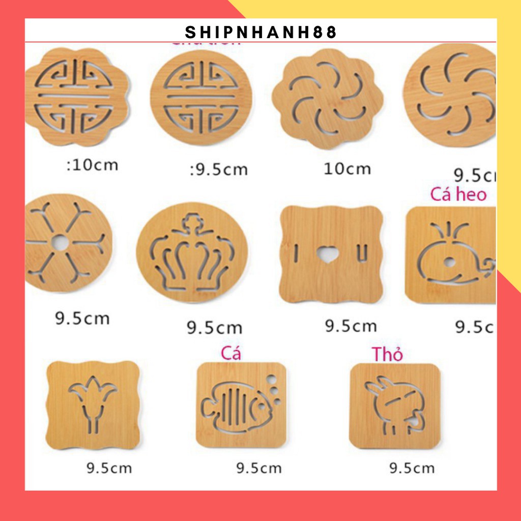 Lót cốc bằng gỗ trang trí cute, dễ thương, sang trọng nhiều họa tiết tùy chọn 9,5CM 2193 SHIPNHANH88