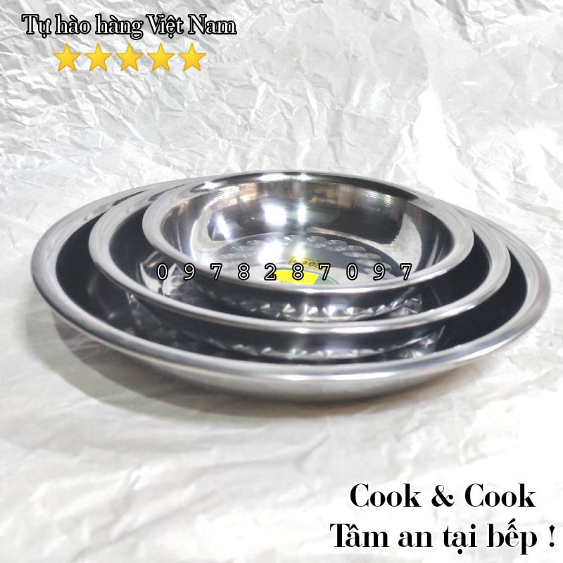 [Chính Hãng] khay tròn inox, mâm tròn inox đủ size 20, 22, 24, 26, 28, 30 cm đựng hoa quả, thực phẩm... Vietcook