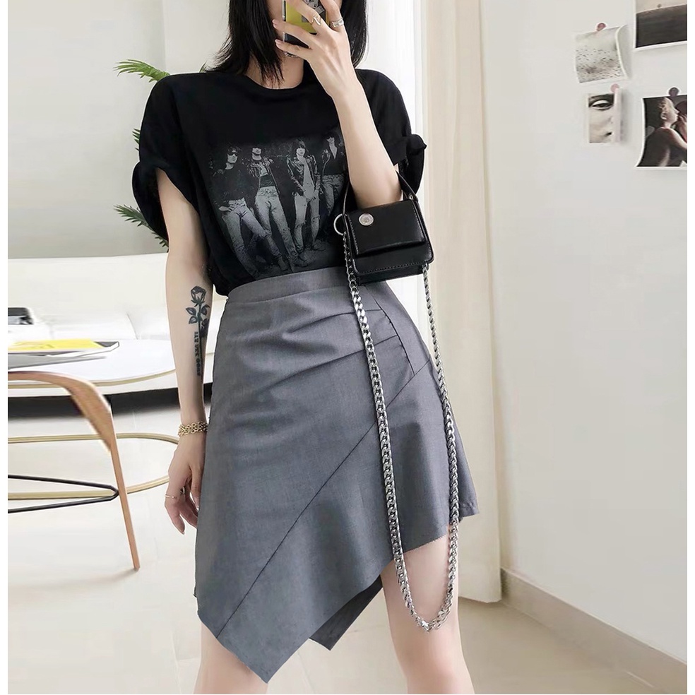 Chân Váy Vạt Chéo Nhún Cạp Cao Cấp Trơn Màu Vạt Tua Rua Trẻ Trung Phong Cách Thời Trang Sugal CV NU 010V2