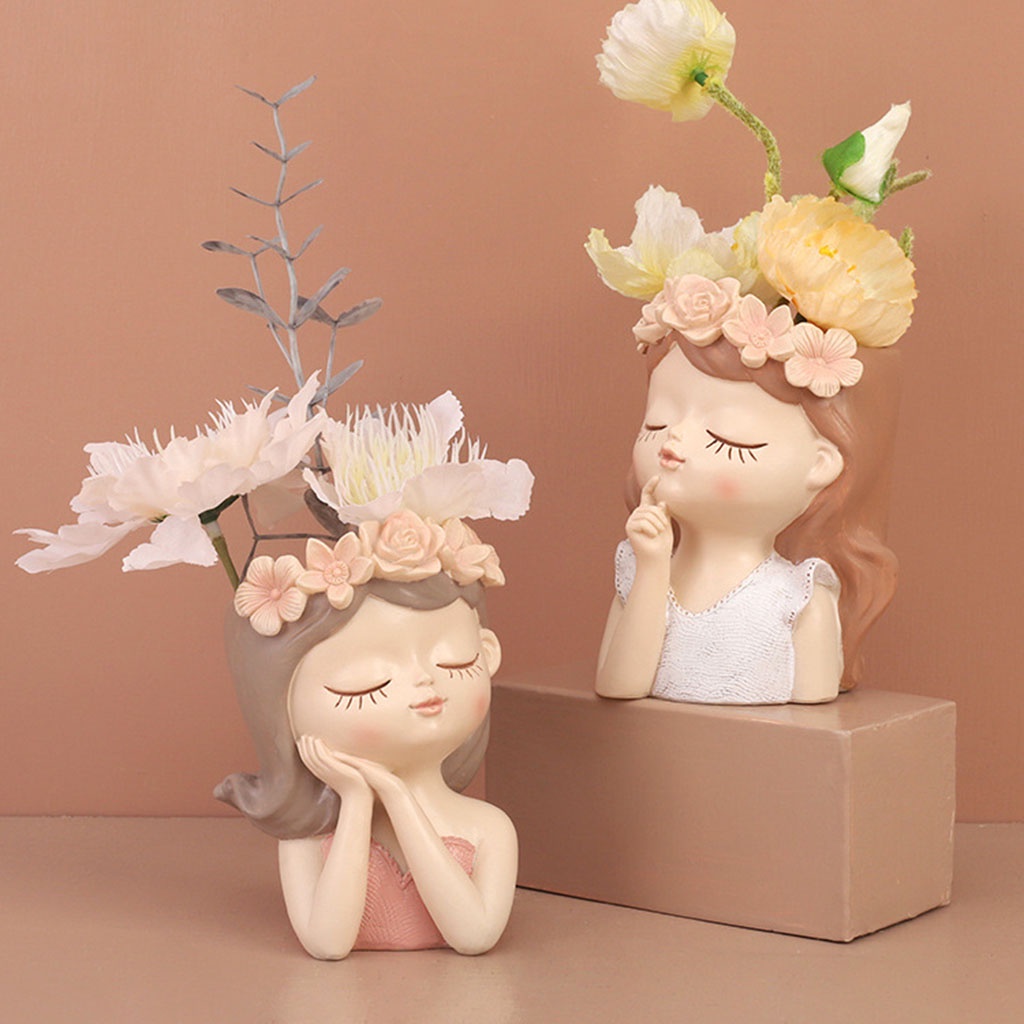 Bubble Shop61 Girl Head Face Plant Pots Phụ nữ thanh lịch Bust Bình hoa mọng nước Cây xương rồng Chậu trồng trong nhà Phòng khách tại nhà Văn phòng Trang trí máy tính để bàn