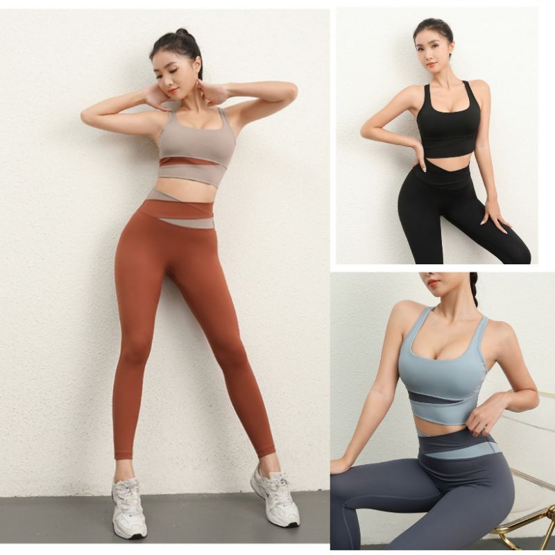 Bộ quần áo tập gym yoga nữ spandex 25% hàng cao cấp