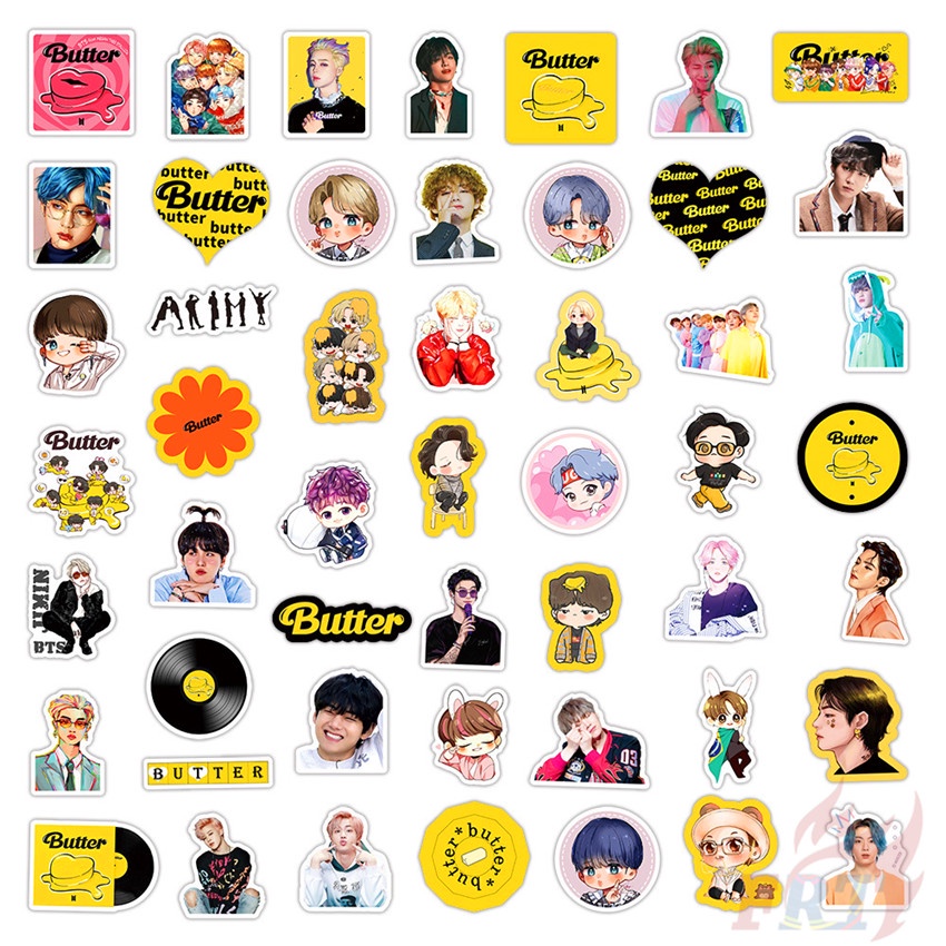 Bộ 50 miếng dán chống thấm nước trang trí vali laptop / ván trượt họa tiết hoạt hình Bt21 01