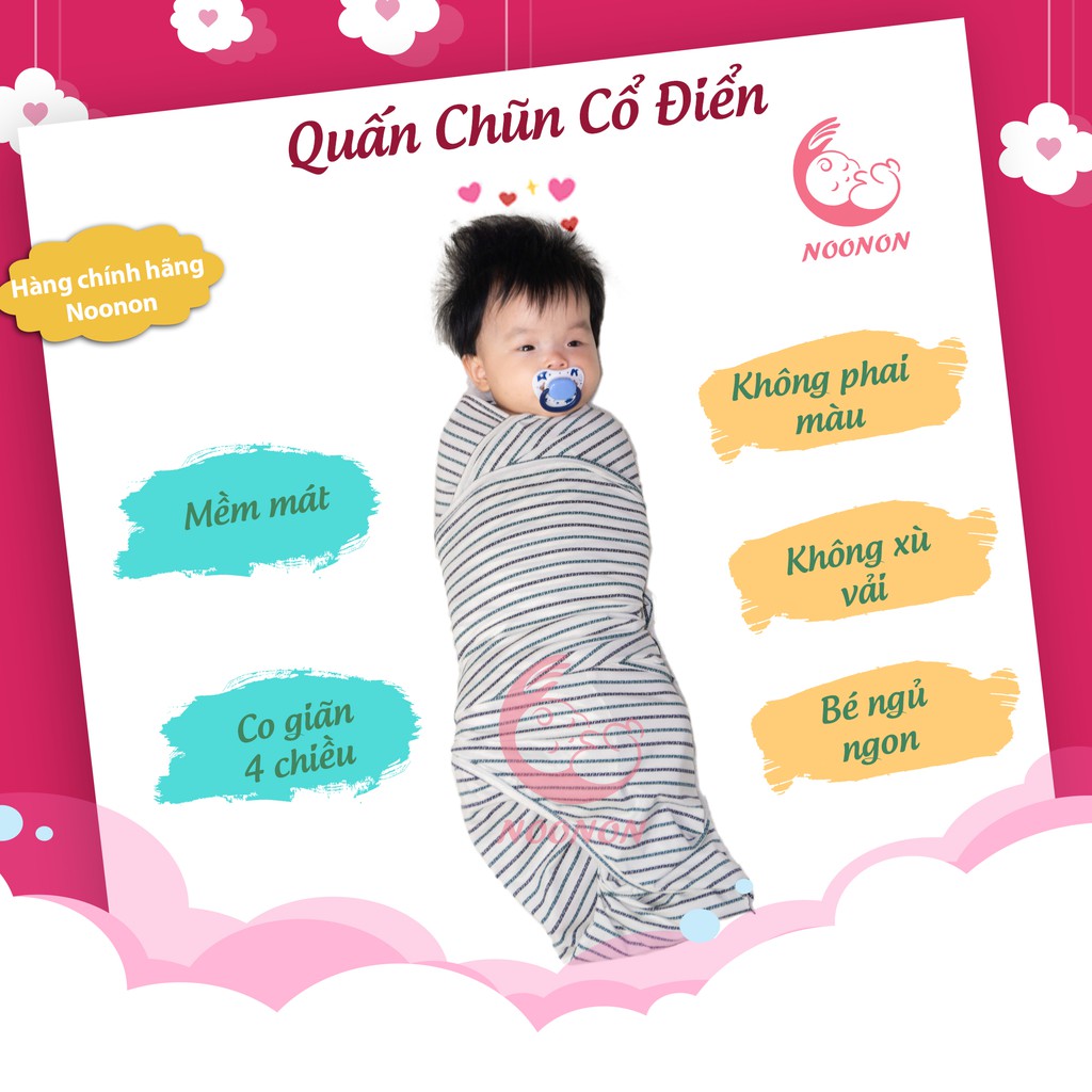 Quấn Chũn 𝑭𝑹𝑬𝑬𝑺𝑯𝑰𝑷 Quấn Hè Thu Đông NOONON Giúp Bé Ngủ Ngon - Khăn Quấn Em Bé QC01