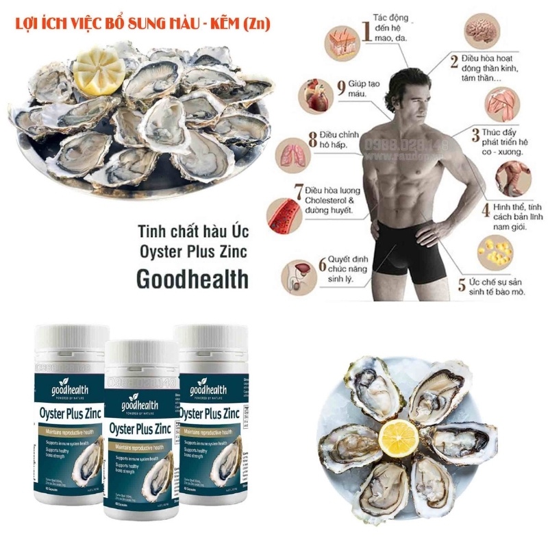 Tinh chất hàu biển Goodhealth Oyster Plus Zinc  60 viên tăng cường sinh lý hỗ trợ nam giới