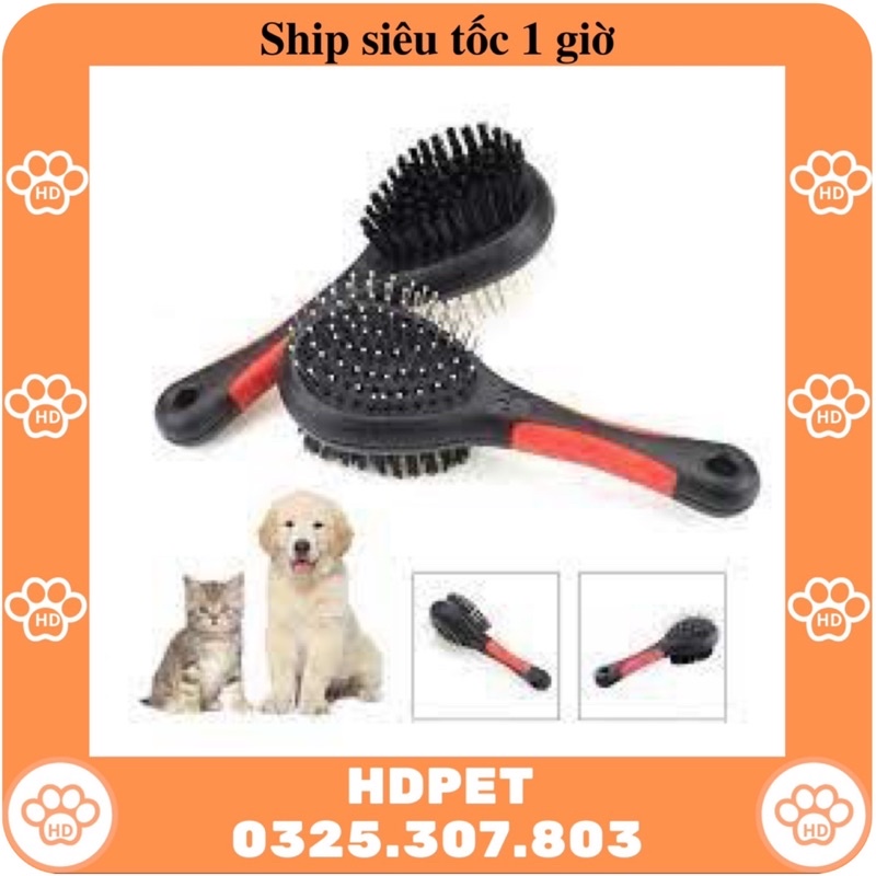 [ Bán sỉ ] LƯỢC CHẢI LÔNG CHÓ LƯỢC 2 ĐẦU MATXA CHO CHÓ MÈO