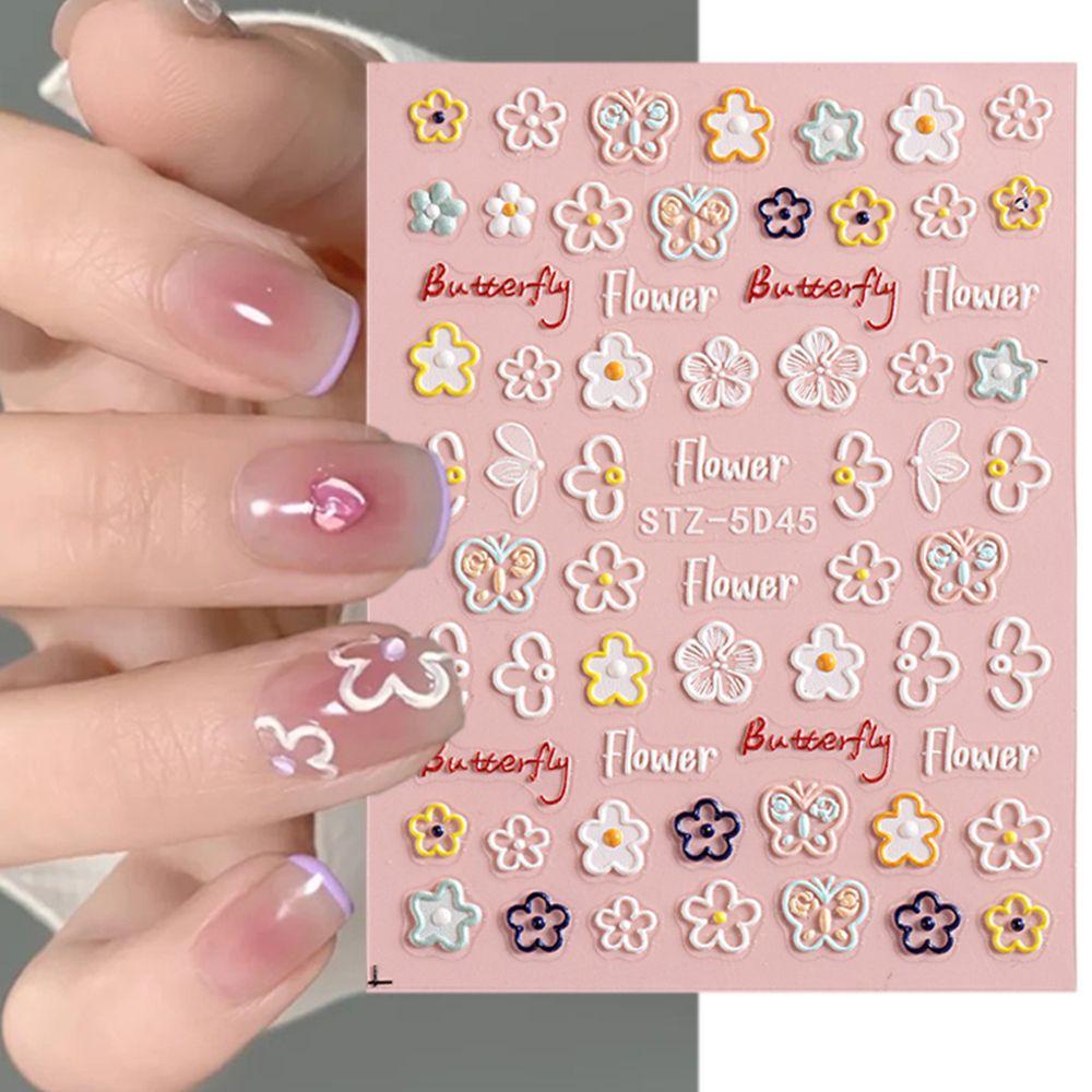 Miếng Dán Trang Trí Móng Tay Họa Tiết Bướm Trái Tim Dập Nổi 5D ME