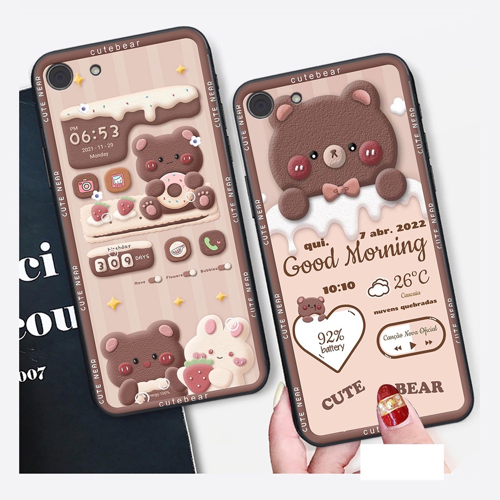 Ốp lưng Vivo Y53 / Y55 in hình Gấu nâu - hồng, Gấu Be@rick  cực CUTE, DỄ THƯƠNG