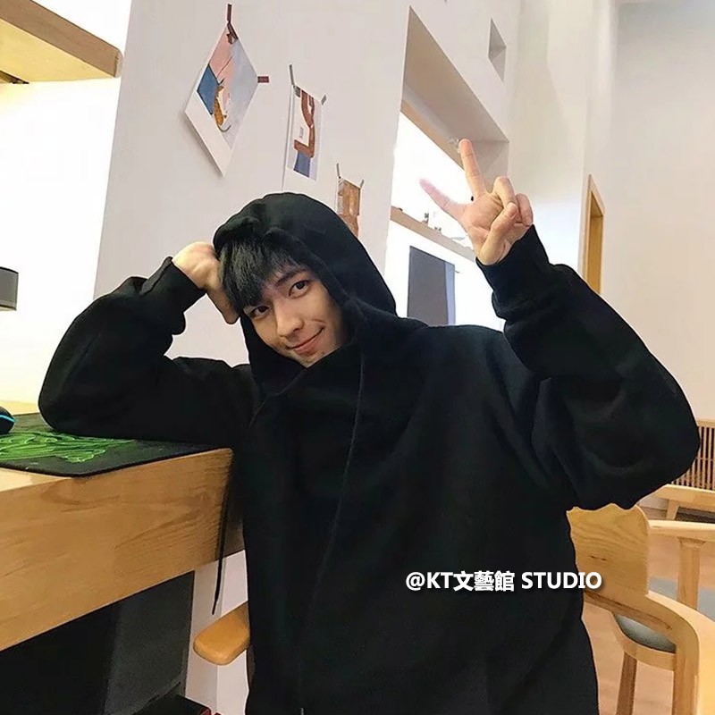 Áo Hoodie Dài Tay Cổ Cao Với Thiết Kế Trơn Màu Xinh Xắn