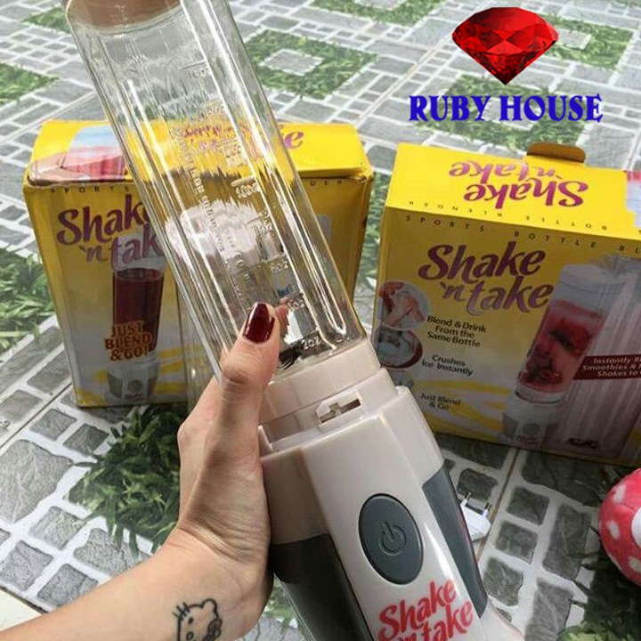 [CHÍNH HÃNG]Máy xay sinh tố 2 cốc Shake, Máy xay cầm tay đa năng 2 cối xay kèm vòi hút tiện dụng - Ruby House