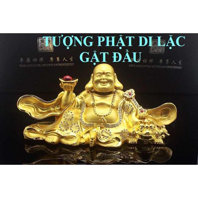 [BẰNG KIM LOẠI - CAO CẤP] Tượng Phật Di Lặc gật đầu để xe ô tô, bằng kim loại đính đá sang trọng & độc đáo