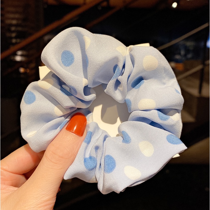 RẺ VÔ ĐỊCH  DÂY BUỘC TÓC SCRUNCHIES HỌA TIẾT CHẤM BI XINH XẮN CHO NỮ