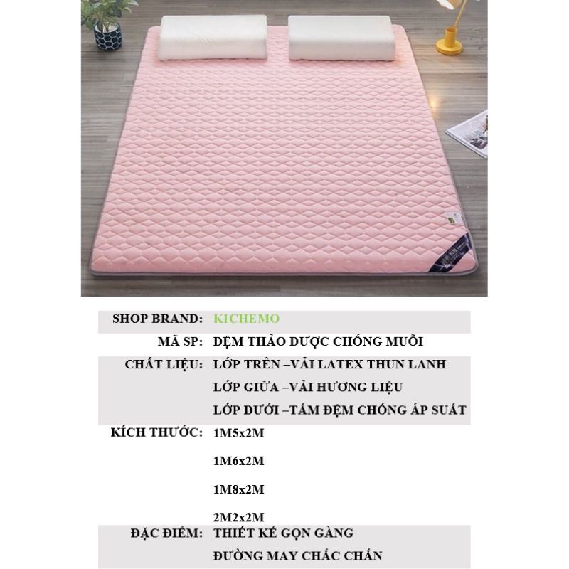 Đệm thảo dược NATURAL Đệm ngủ bông ép CHỐNG MUỖI  CAO CẤP KHÔNG KÈM GỐI