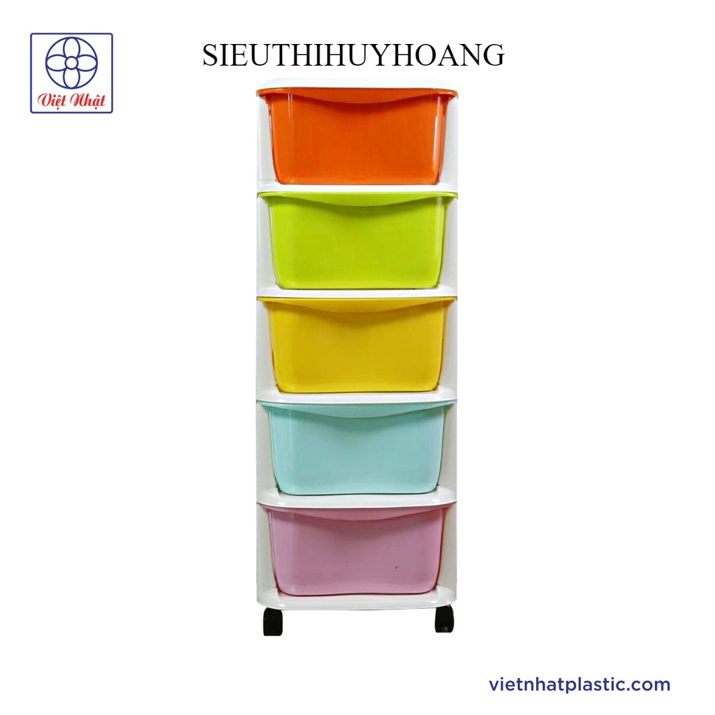 TỦ ĐA SẮC 5 TẦNG VIỆT NHẬT - để quần áo tiện dụng, có bánh xe - tủ nhựa 5 tầng - nội thất phòng ngủ -SIÊU THỊ HUY HOÀNG