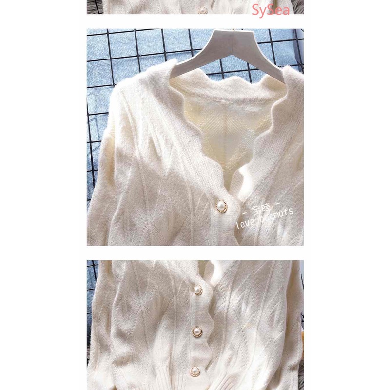 Áo Cardigan Dệt Kim Màu Sắc Ngọc Trai Phong Cách Hàn Quốc Cho Nữ