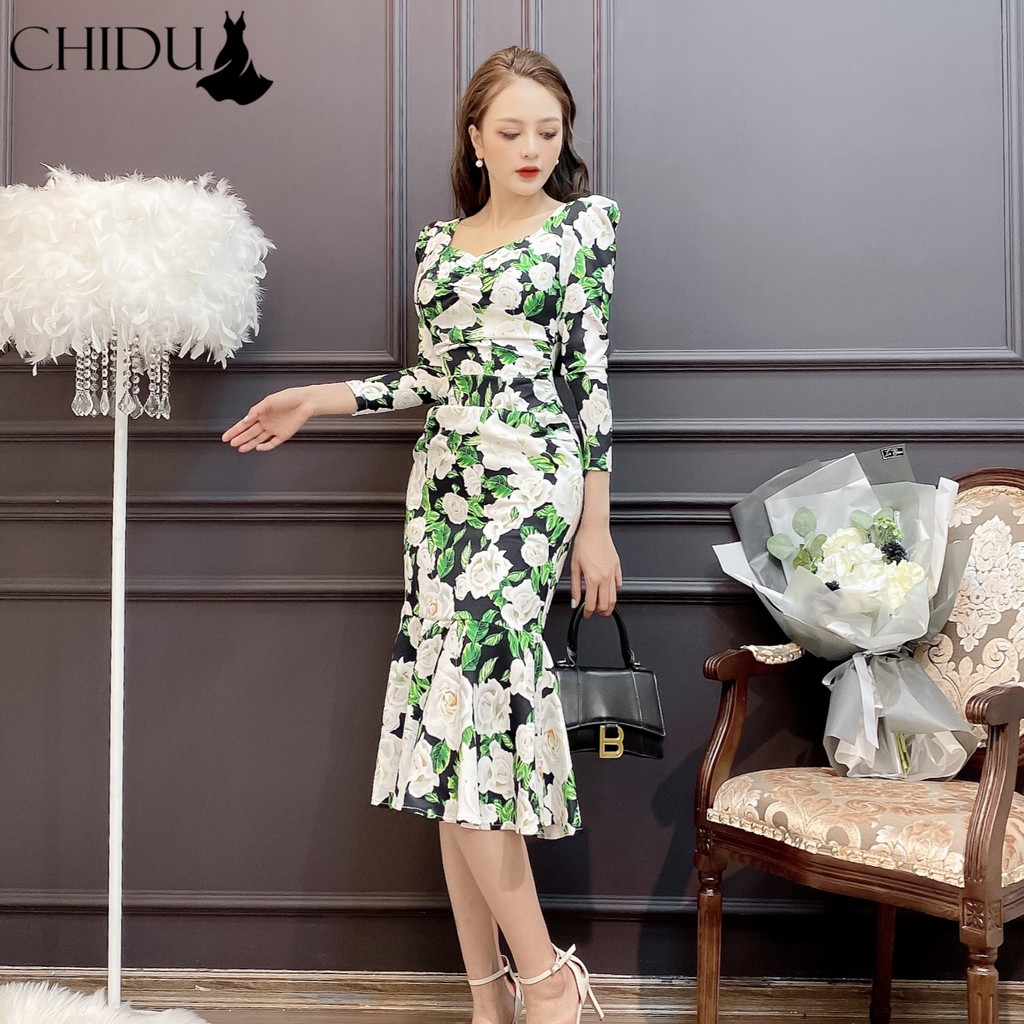 Váy body LALIA DRESS cao cấp , đầm dự tiệc họa tiết hoa trang trọng- SP105