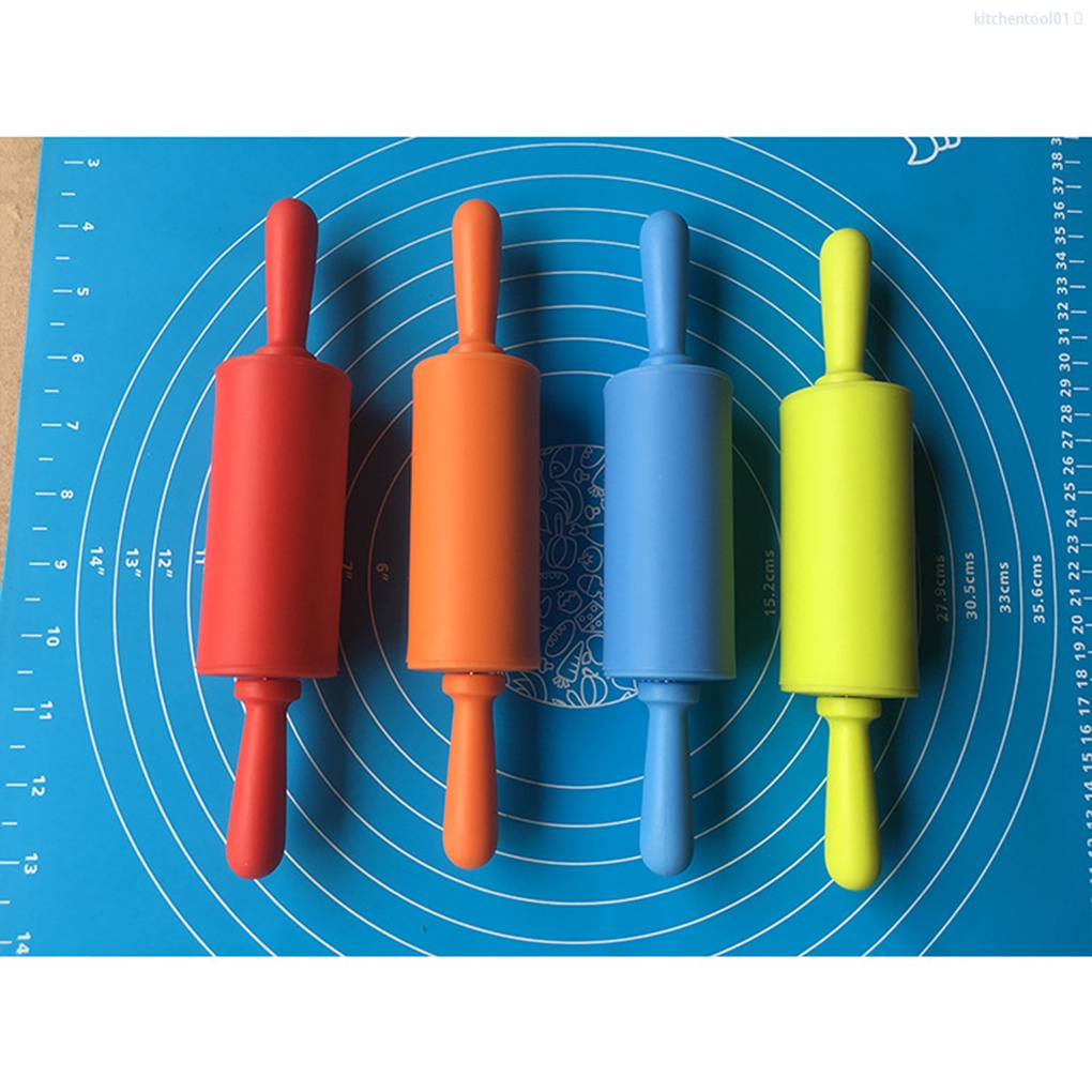 Cây lăn bột làm bánh cán gỗ bằng silicone chống dính tiện dụng cho nhà bếp