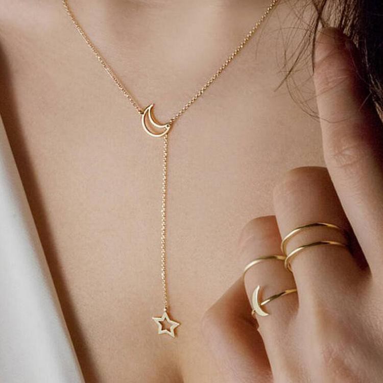 Dây chuyền mặt trăng lồng ngôi sao tinh tế