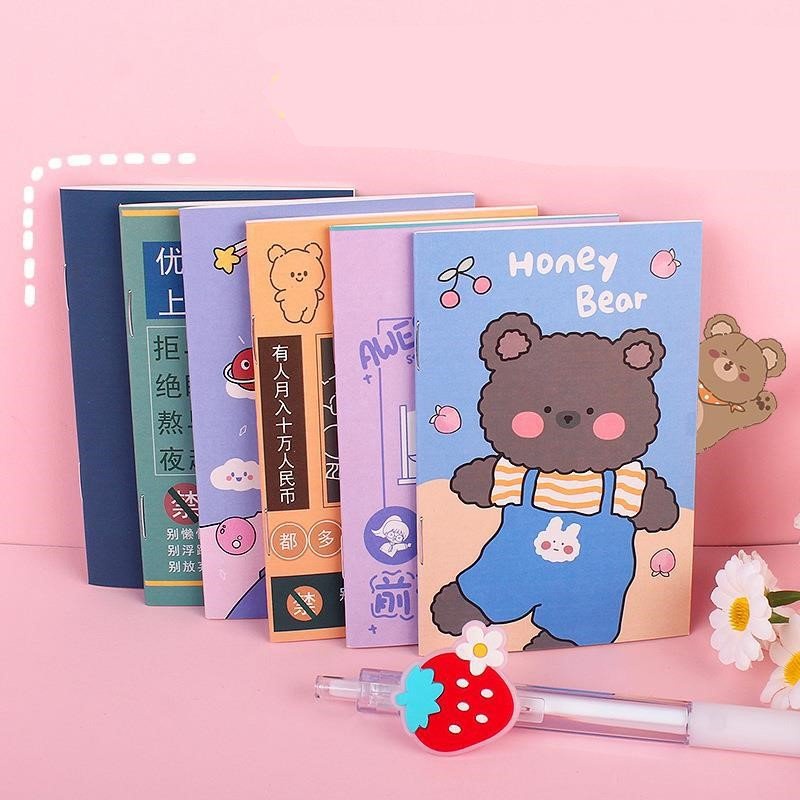 Sổ Tay Mini Hình Hoạt Hình Gấu Thỏ Cute Dễ Thương Ghi Chép Bìa Trơn VPS18