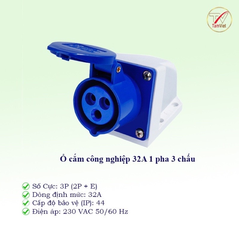 Combo 10 ổ Cắm Công Nghiệp Gắn Tường 1 Pha 16A--32A 3 Chấu 4 chấu 5 chấu (Cố Định)