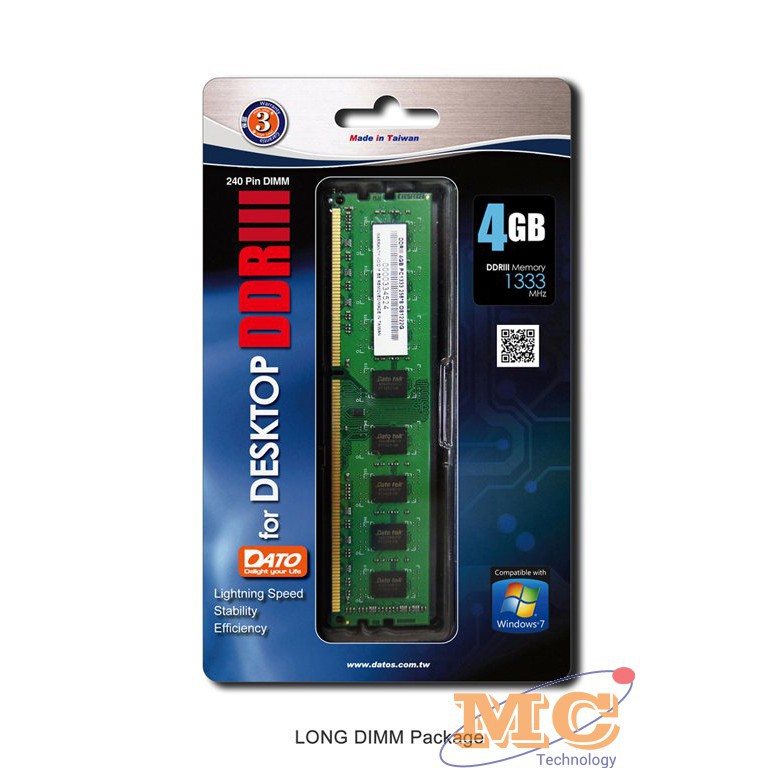 Ram PC DATO DDR3 4GB bus 1600MHz