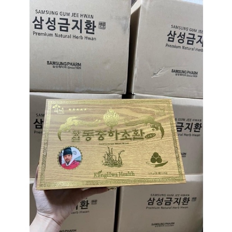 Viên Đông Trùng Hạ Thảo Hoàng Gia Kanghwa Hàn Quốc, Hộp Gỗ Vàng 30 Viên * 3.75g, Bổ Phổi, Bổ Thận
