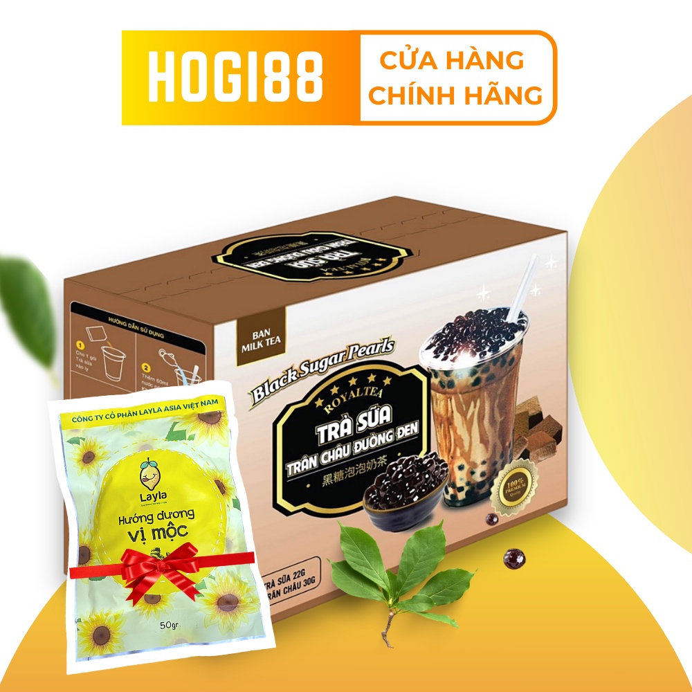 (1 Hộp 8 set) Trà sữa trân châu đường đen tự pha gói hộp RoyalTea – TẶNG KÈM 1 GÓI HƯỚNG DƯƠNG VỊ MỘC 50G-Giấy tờ đầy đủ