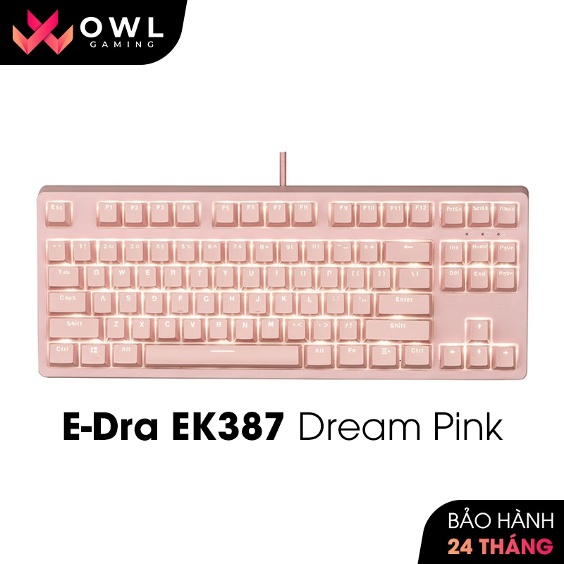 Bàn phím cơ E-Dra EK387 Dream Pink (Huano switch Bản 2021) - Bảo hành 24 tháng