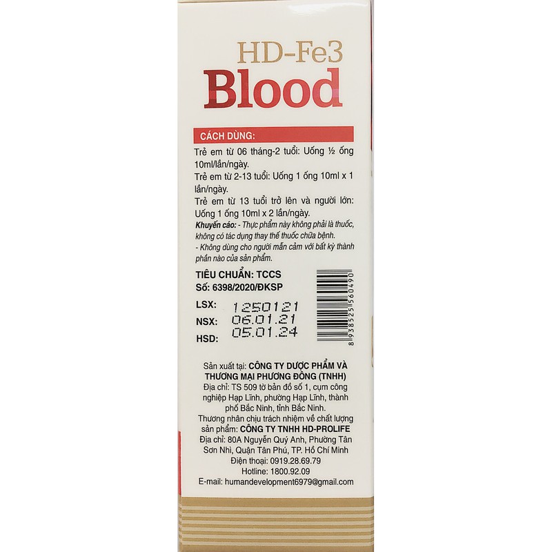 HD - Fe3 Blood - Si rô bổ máu cho bé