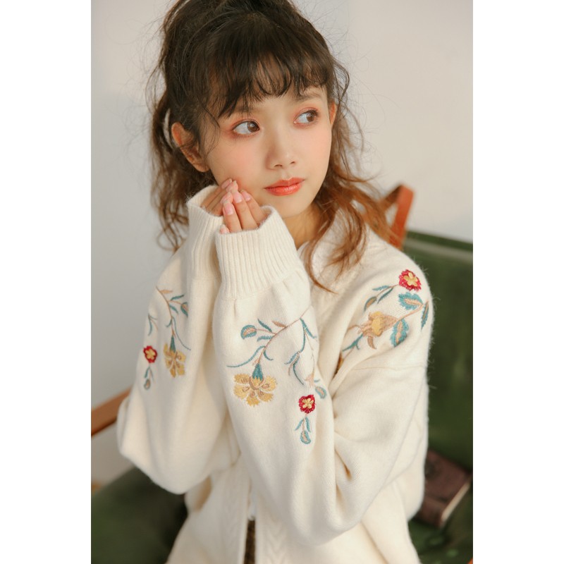 Áo Khoác Cardigan Dệt Kim Thêu Hoa Xinh Xắn Cho Nữ | BigBuy360 - bigbuy360.vn